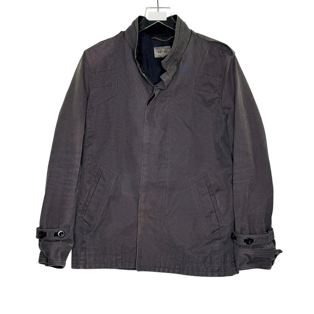 Reiss Mens 100% Cotton Utility Jacket M Button Closure Medium Weight Outdoor